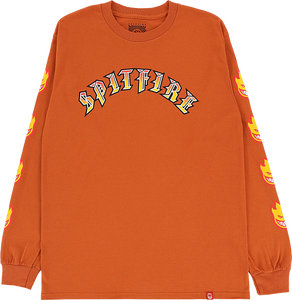 Spitfire Old E Bighead Fill Sleeve Long Sleeve Shirt MEDIUM Orange/Gold/Red