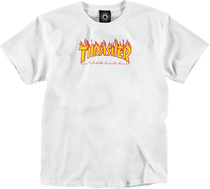 Thrasher Flames Youth T-Shirt - White