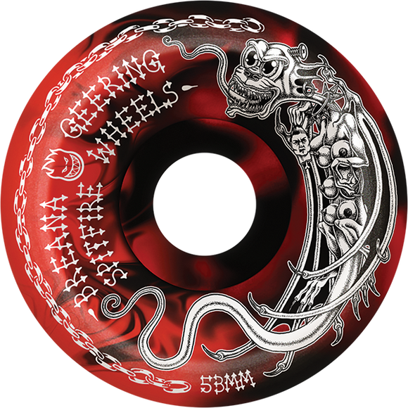 Spitfire Geering F4 99a Tormentor 53mm Black/Red Swirl Skateboard Wheels (Set of 4)