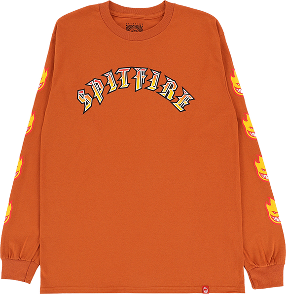 Spitfire Old E Bighead Fill Sleeve Long Sleeve Shirt SMALL Orange/Gold/Red