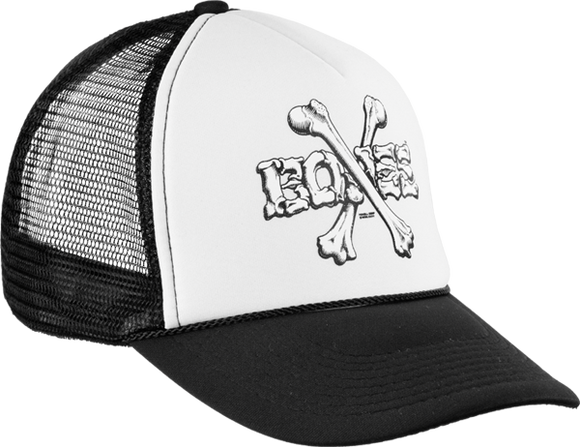 Powell Peralta Cross Bones Wheels Mesh Skate HAT - Adjustable White/Black 