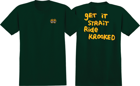 Krooked Strait Eyes T-Shirt - Size: SMALL -Forest Green/Gold