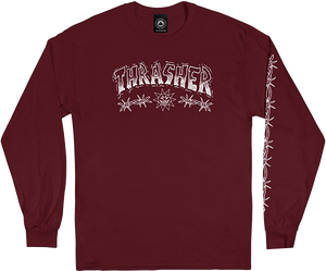 Thrasher Barbed Wire Ls Size: MEDIUM Maroon