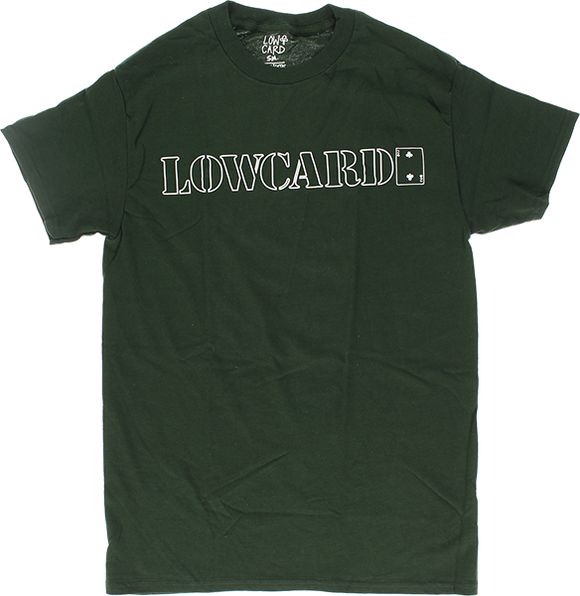 Lowcard Standard Outline T-Shirt - Size: Medium Forest Green/White