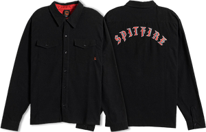 Spitfire Old E Emb Flannel Long Sleeve Shirt X-LARGE Black