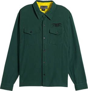 Antihero Basic Eagle Long Sleeve Shirt Flannel X-LARGE Dk.Green/Black