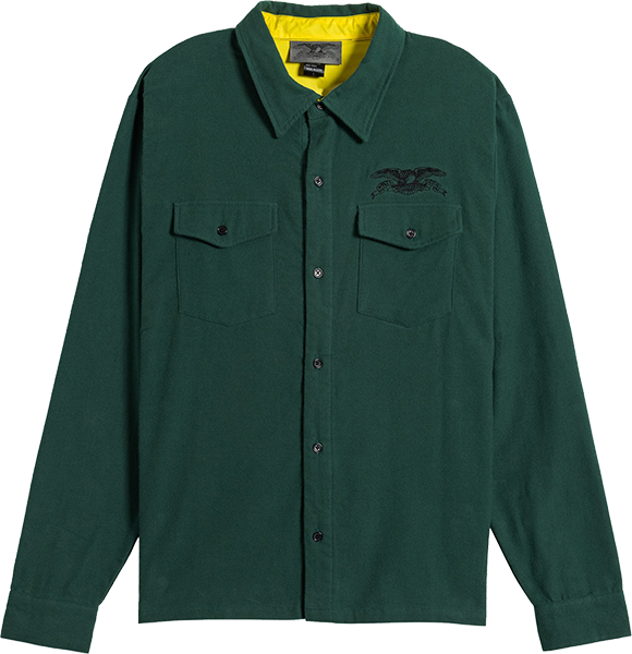 Antihero Basic Eagle Long Sleeve Shirt Flannel MEDIUM Dk.Green/Black