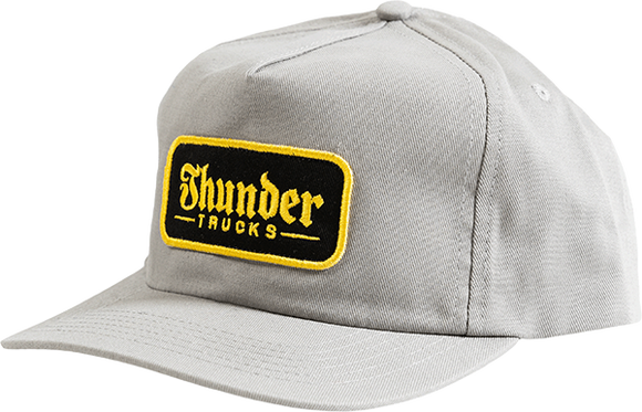 Thunder Script Patch Skate HAT - Adjustable Gray/Gold 