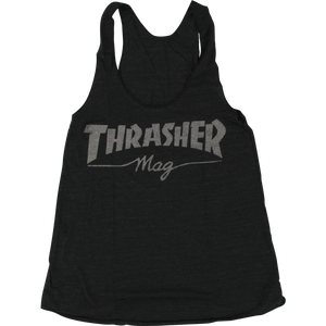 Thrasher Girls Mag Logo Racerback Tank Size: LARGE Black Hthr.