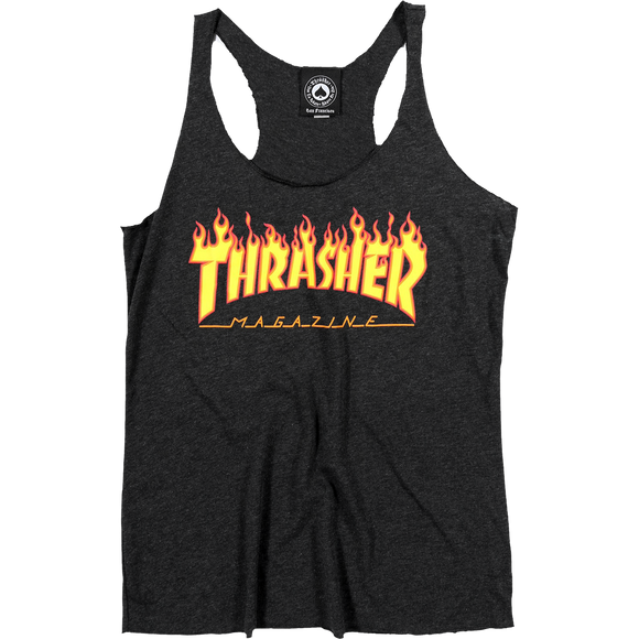 Thrasher Girls Flames Racerback Tank Size: SMALL Black