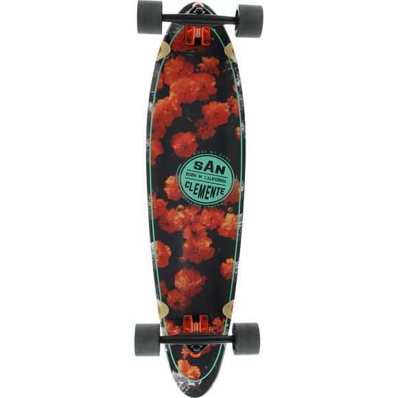 San Clemente Orange Blossom Squashtail Complete Longboard Skateboard -9x36 