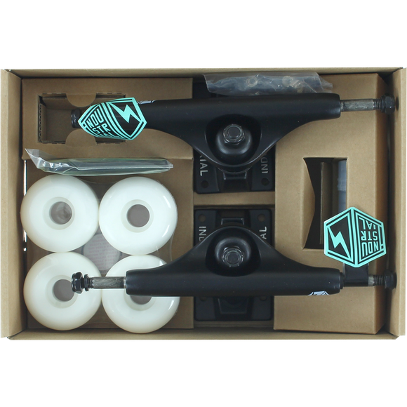 Industrial Component Pack 5.25 Black/Black W/White 52mm Skateboard Trucks | Universo Extremo Boards Skate & Surf