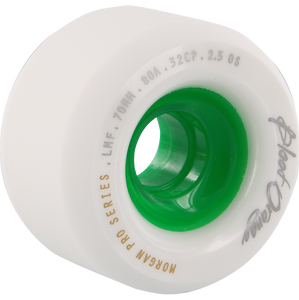 Blood Orange Morgan 70mm 80a White/Green Longboard Wheels (Set of 4)