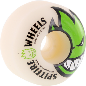 Spitfire Bighead 59mm White W/Green Skateboard Wheels (Set of 4)