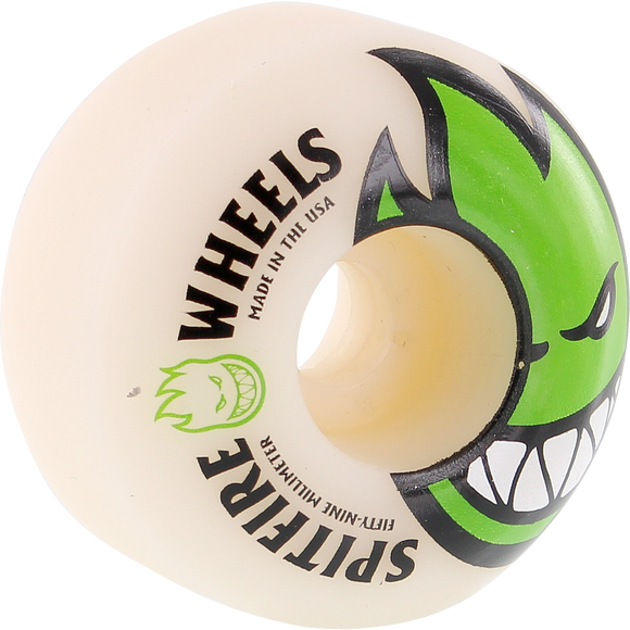 Spitfire Bighead 59mm White W/Green Skateboard Wheels (Set of 4)