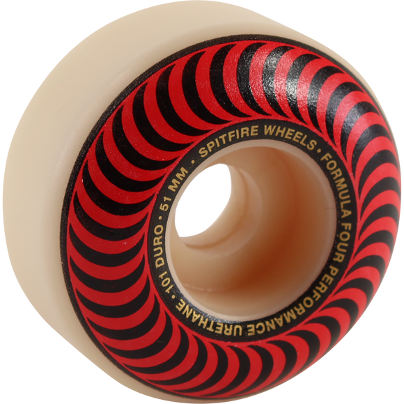 Spitfire F4 101a Classic Swirl 51mm White W/Red Skateboard Wheels (Set of 4)