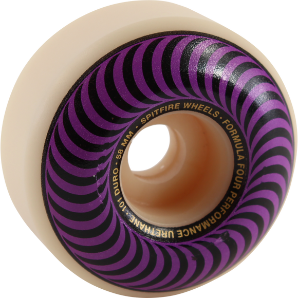 Spitfire F4 101a Classic Swirl 58mm White W/Purple Skateboard Wheels (Set of 4)