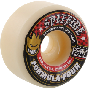 Spitfire F4 101a Conical Full 54mm White W/Red Skateboard Wheels (Set of 4)