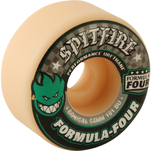 Spitfire F4 101a Conical 54mm White W/Green & Black Skateboard Wheels (Set of 4)