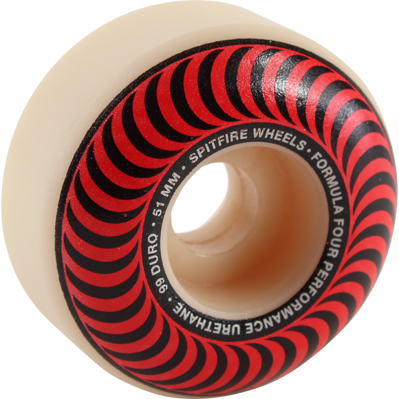 Spitfire F4 99a Classic Swirl 51mm White W/Red Skateboard Wheels (Set of 4)