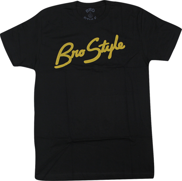 Bro Style Script Short Sleeve T-Shirt - Size: SMALL Black