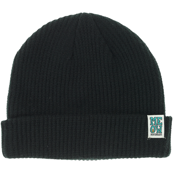 Meow Stacked Logo Cuff BEANIE Black