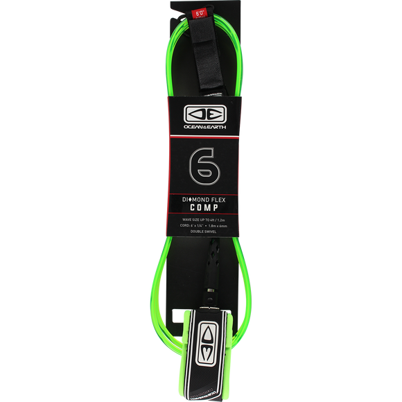 O&E Ocean & Earth Moulded Comp Leash 6' Lime