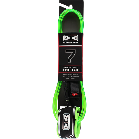 O&E Ocean & Earth Moulded Regular Leash 7' Lime