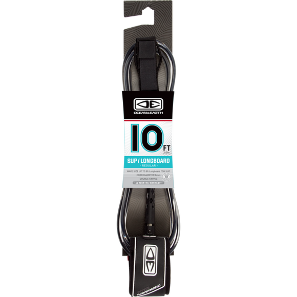 O&E Ocean & Earth Regular Sup/Lb Leash 10' Black