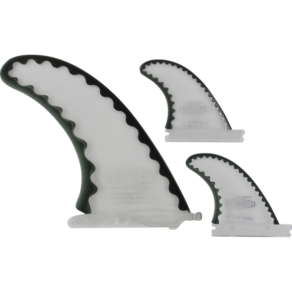 Proteck Pwr-Flex Combo Ffs 9.0+4.0 Clear/Black Surfboard FIN  -  SET OF 3PCS