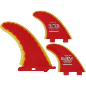 Proteck Super Flex Fcs Combo 7.0+4.5 Red/Yellow Surfboard FIN  -  SET OF 3PCS