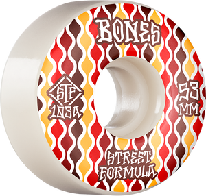 Bones Wheels STF V2 Retros 53mm 103a White/Red Skateboard Wheels (Set of 4)