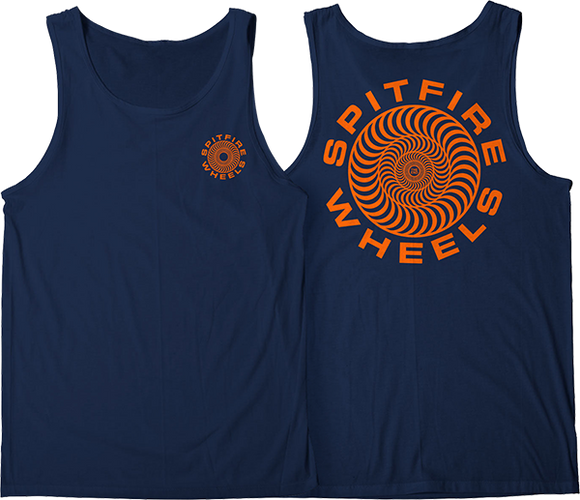 Spitfire Classic 87 Swrl Tank Top Size: MEDIUM Navy/Orange