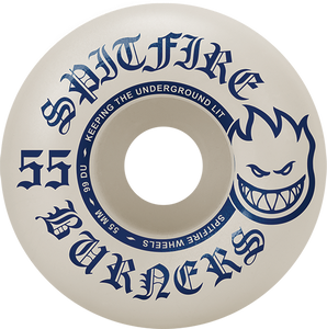 Spitfire Burners 55mm 99a White/Blu Skateboard Wheels (Set of 4)