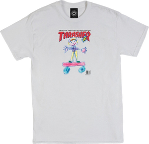 Thrasher Kid Cover T-Shirt - Size: MEDIUM White