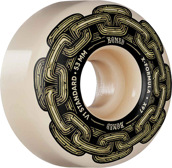 Bones Wheels Xf X97 V1 Std 53mm 97a Gold Chain Nat Skateboard Wheels (Set of 4)