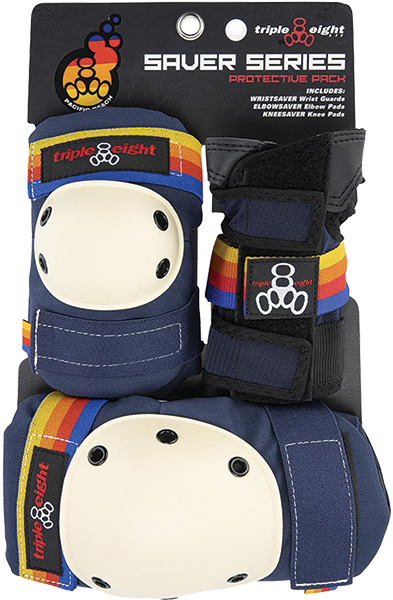 Triple 8 Saver 3/Pk Pads M-Pacific Beach Navy 