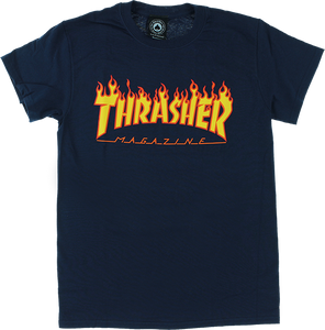 Thrasher Flame T-Shirt - Size: MEDIUM Navy