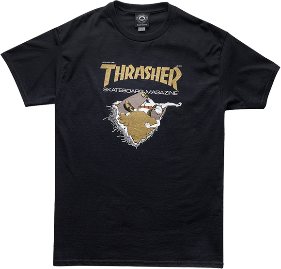 Thrasher First Cover T-Shirt - Size: SMALL Black/Gold