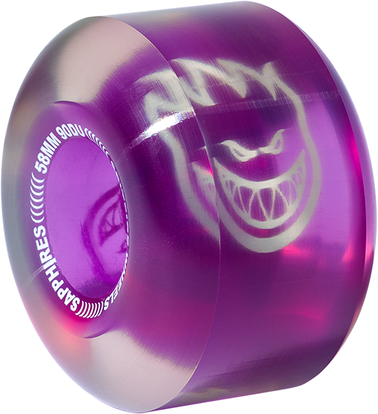 Spitfire Sapphire 90du Cruiser 58mm Clear/Purple Skateboard Wheels (Set of 4)