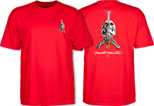 Powell Peralta Skull & Sword T-Shirt - Size: MEDIUM Red