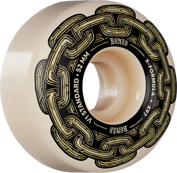 Bones Wheels Xf X97 V1 Std 52mm 97a Gold Chain Nat Skateboard Wheels (Set of 4)