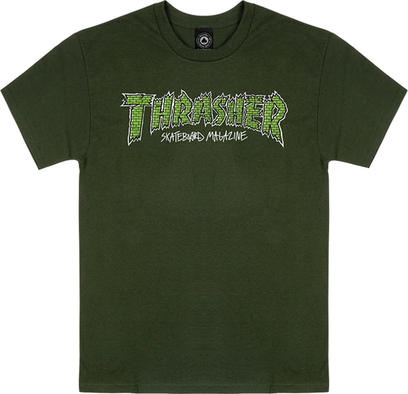 Thrasher Brick T-Shirt - Size: MEDIUM Forest Green/Green