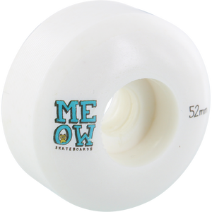 Meow Stacked Logo 52mm 100a White Skateboard Wheels (Set of 4)