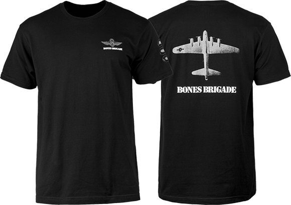 Bones Wheels Brigade Bomber T-Shirt - Size: SMALL Black