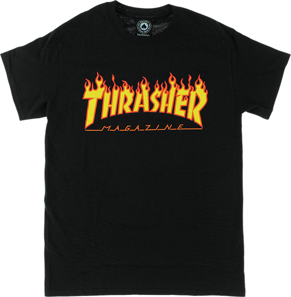 Thrasher Flame T-Shirt - Size: MEDIUM Black