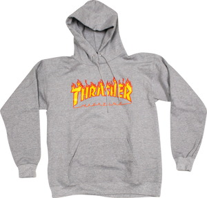 Thrasher Flames Hooded Sweatshirt - SMALL Heather Grey