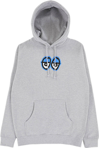 Krooked Eyes Large Hooded Sweatshirt - SMALL Heather Grey/Blue