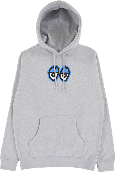 Krooked Eyes Large Hooded Sweatshirt - SMALL Heather Grey/Blue