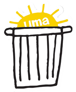 Uma Trashcan Sunrise 4.25" Sticker